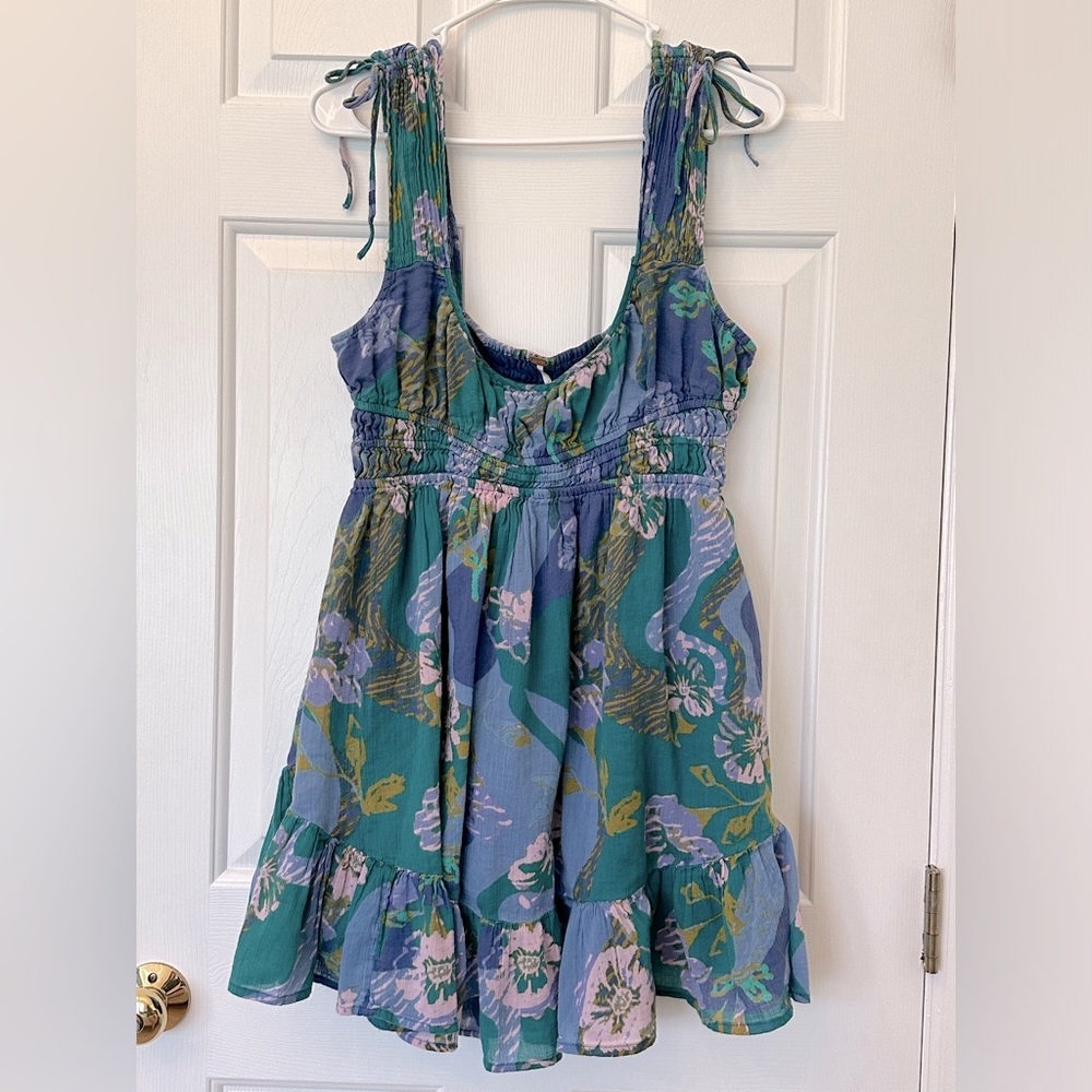 Free People Vernon Floral Print Crinkle Cotton Sundress - Size Large